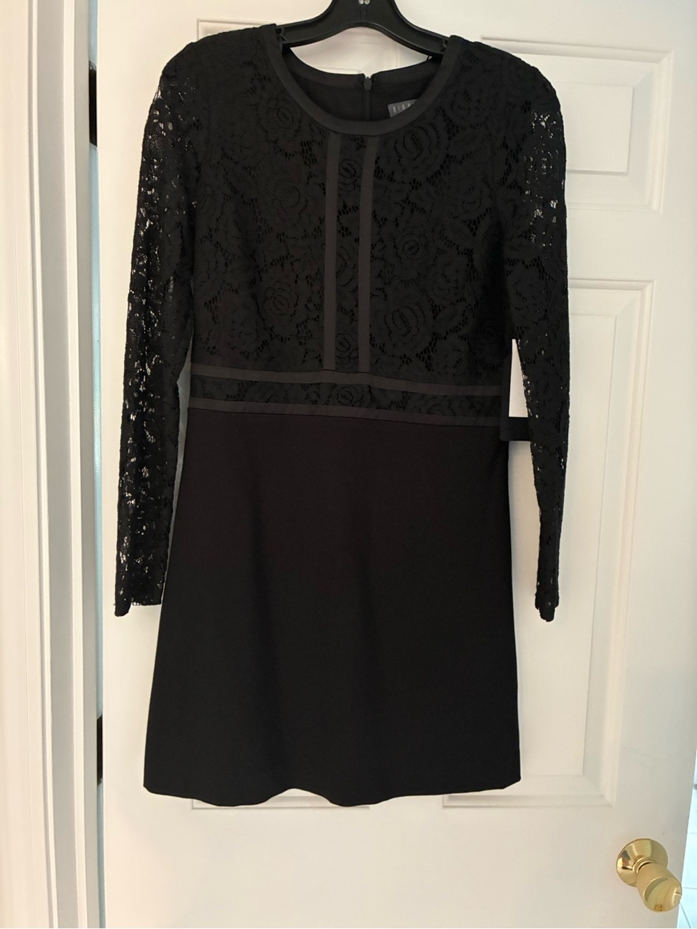 Black Lace Long-Sleeve Fit & Flare Dress